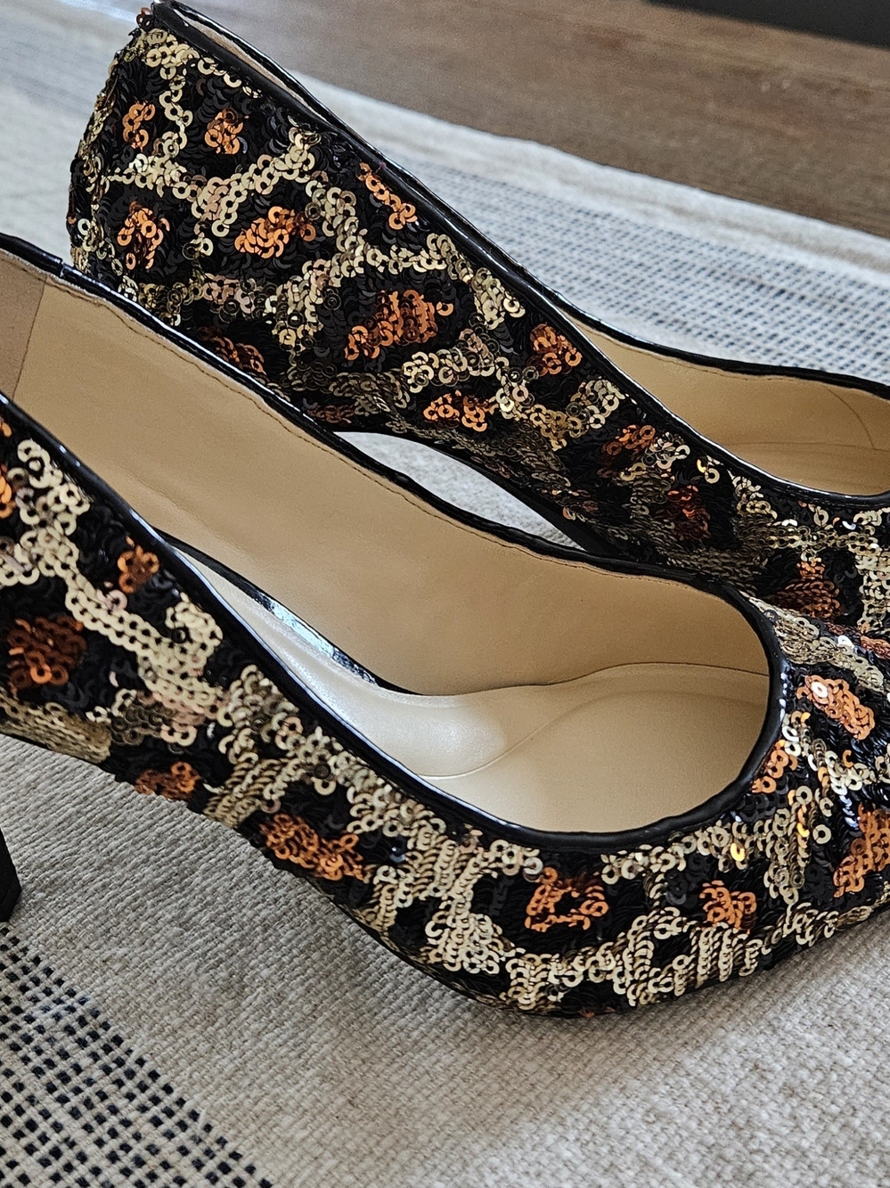 Jessica Simpson Black Gold Copper Sequin Pointed-toe Pumps - Picture 8 of 14